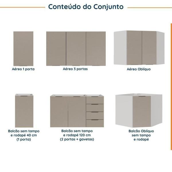 Imagem de Cozinha Modulada 6 Peças sem Tampo sem Rodapé 3 Aéreos e 3 Balcões Ipanema Cabecasa Madeiramadeira