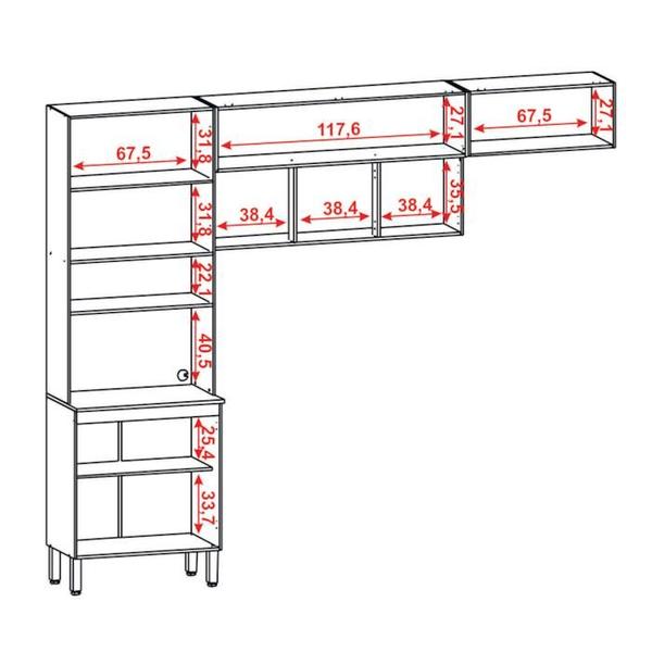 Imagem de Cozinha Modulada 6 portas 2972 Freijo Vanilla Ripado KTP