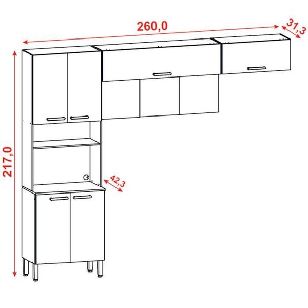 Imagem de Cozinha Modulada 6 portas 2972 Freijo Vanilla Ripado KTP