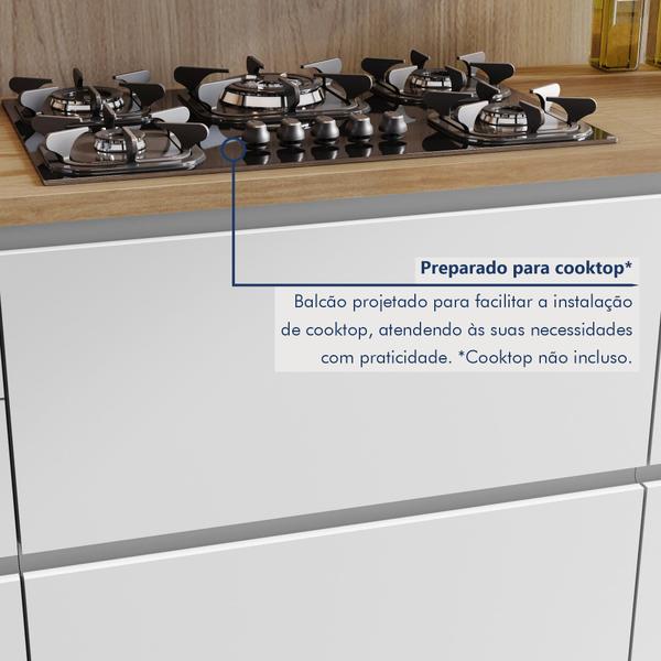 Imagem de Cozinha Modulada 7 Peças Com 3 Armários Aéreos Ripado 3 Balcões 1 Paneleiro  100% Mdf Rainha