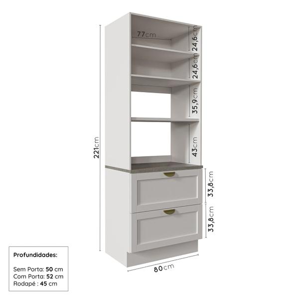 Imagem de Cozinha Modulada 7 Peças com Tampo 3 Aéreos 3 Balcões e Torre Quente Arizona CabeCasa MadeiraMadeira