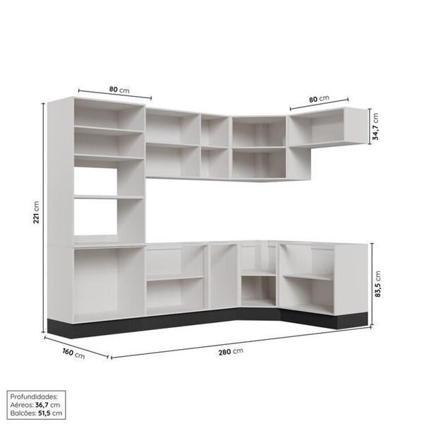 Imagem de Cozinha Modulada 7 Peças sem Tampo com Rodapé Ipanema Cabecasa Madeiramadeira