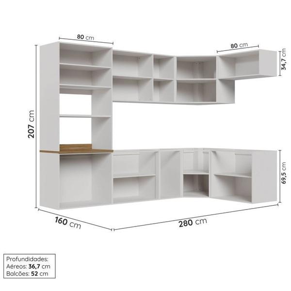 Imagem de Cozinha Modulada 7 Peças sem Tampo sem Rodapé Ipanema Cabecasa Madeiramadeira