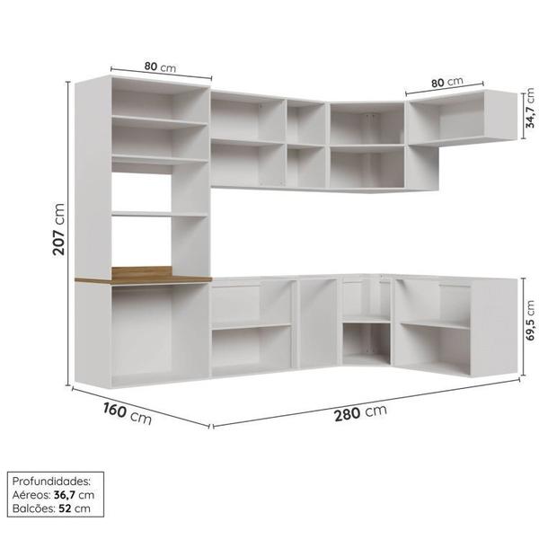 Imagem de Cozinha Modulada 7 Peças sem Tampo sem Rodapé Ipanema Cabecasa Madeiramadeira