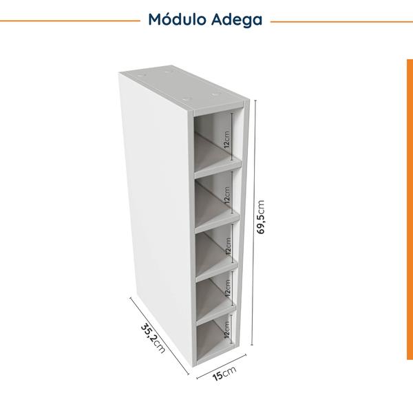 Imagem de Cozinha Modulada 8 Peças 3 Aéreos 3 Balcões Adega e Toalheiro Arizona CabeCasa MadeiraMadeira