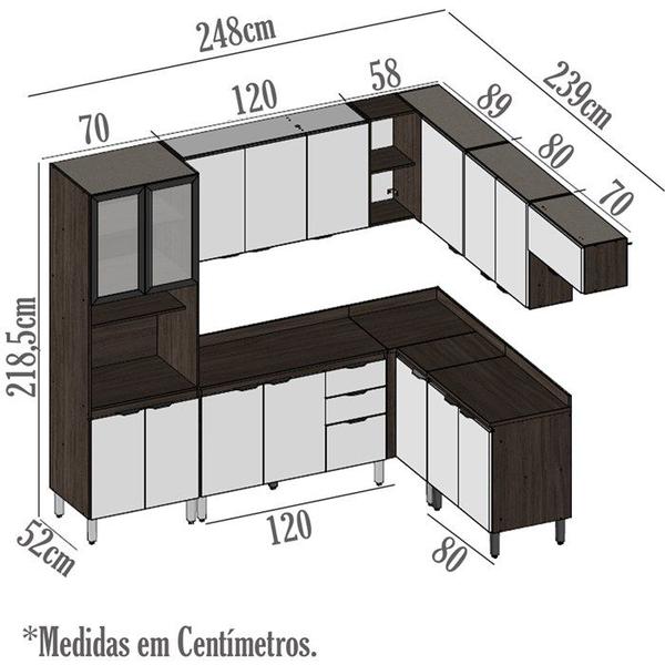 Imagem de Cozinha Modulada 8 Peças FI0015 Avena Grafito Demobile