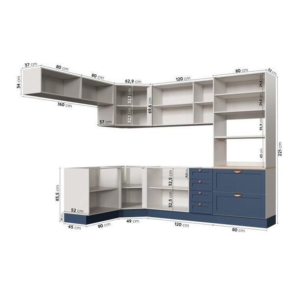 Imagem de Cozinha Modulada 8 Peças sem Tampo 4 Aéreos 3 Balcões e Torre Quente Arizona CabeCasa MadeiraMadeira