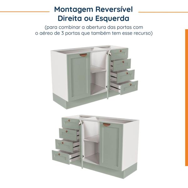 Imagem de Cozinha Modulada 8 Peças sem Tampo 4 Aéreos e 4 Balcões Arizona Cabecasa Madeiramadeira