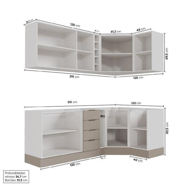 Imagem de Cozinha Modulada 8 Peças sem Tampo com Rodapé 4 Aéreos e 4 Balcões Ipanema Cabecasa Madeiramadeira