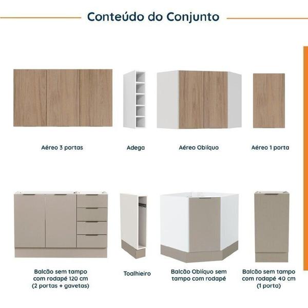 Imagem de Cozinha Modulada 8 Peças sem Tampo com Rodapé 4 Aéreos e 4 Balcões Ipanema Cabecasa Madeiramadeira