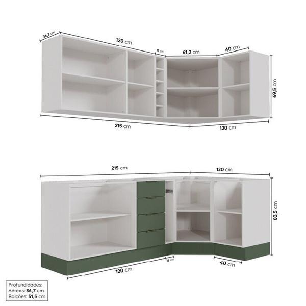 Imagem de Cozinha Modulada 8 Peças sem Tampo com Rodapé 4 Aéreos e 4 Balcões Ipanema Cabecasa Madeiramadeira