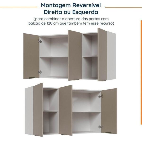 Imagem de Cozinha Modulada 8 Peças sem Tampo sem Rodapé 4 Aéreos e 4 Balcões Ipanema CabeCasa MadeiraMadeira