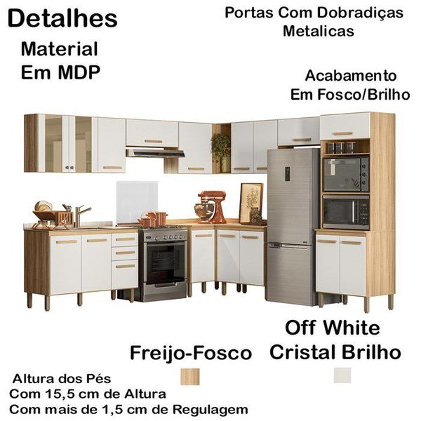 Imagem de Cozinha Modulada 9 Peças 17018 Freijo Off White Cristal Nicioli