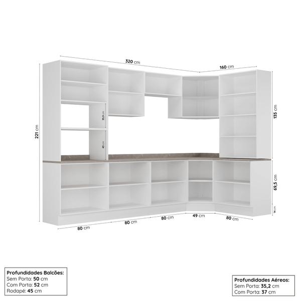 Cozinha Modulada 9 Peças com Tampo 1 Torre 4 Aéreos 4 Balcões Arizona Cabecasa Madeiramadeira Imagem de Cozinha Modulada 9 Peças com Tampo 1 Torre 4 Aéreos 4 Balcões Arizona Cabecasa Madeiramadeira