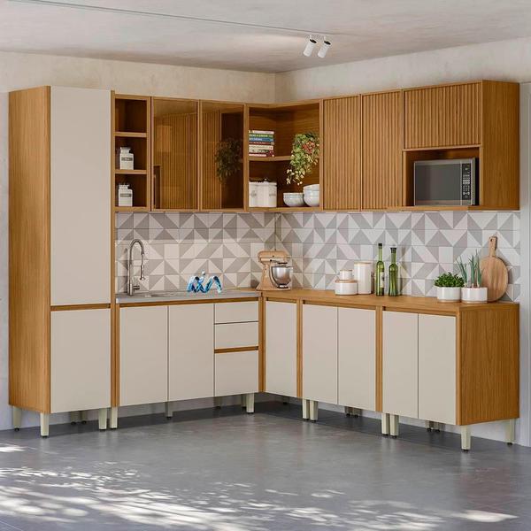 Imagem de Cozinha Modulada 9 Peças Nature Off White Michelangelo Linea Brasil