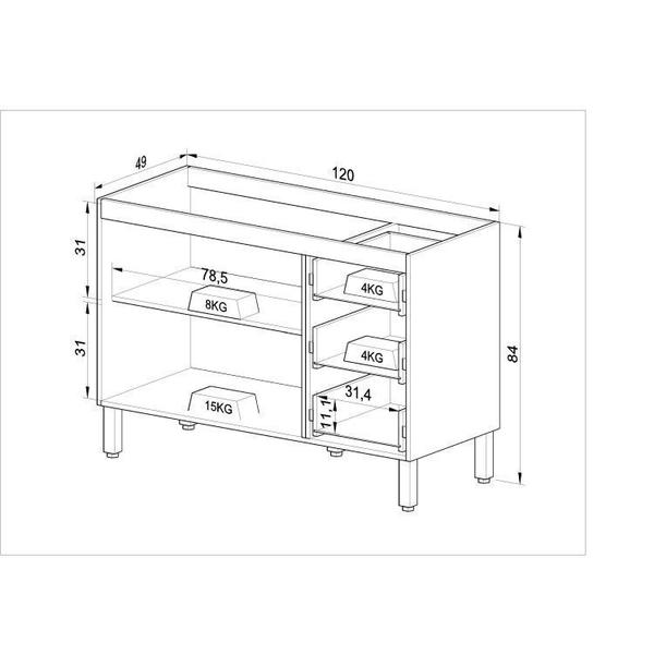 Imagem de Cozinha Modulada 9 Peças Tampo Aéreo 3 Portas Balcão Canto Paneleiro Angico Quiditá