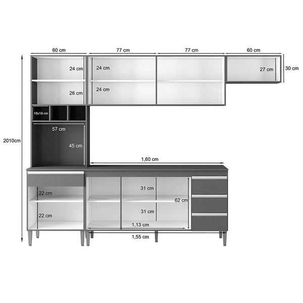 Imagem de Cozinha Modulada Andréia 5 Peças 274cm - AJL Móveis