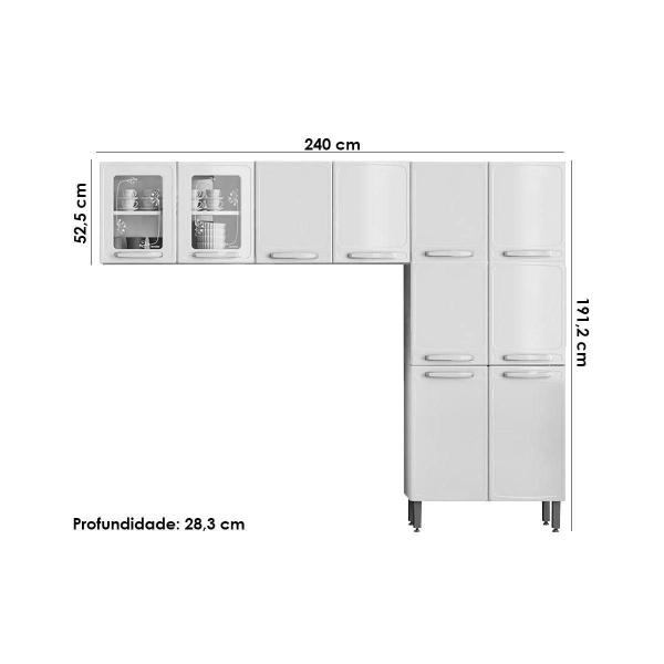 Imagem de Cozinha Modulada Bertolini Evidence  3 Peças (2 Armários + 1 Paneleiro) CPT57 Branco/Preto