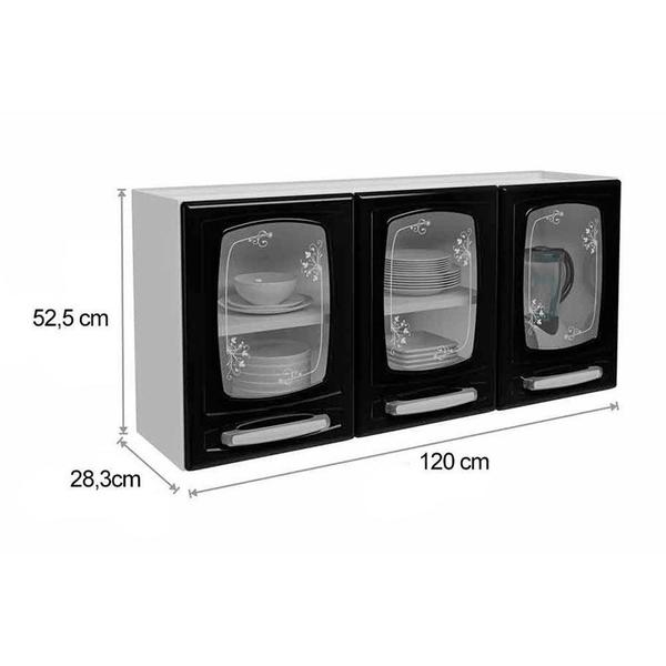 Imagem de Cozinha Modulada Bertolini Evidence  4 Peças (2 Armários + 2 Balcões) C4P54 Branco/Preto