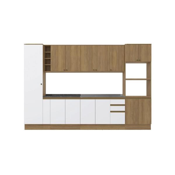 Imagem de Cozinha Modulada Celeste Kappesberg 100% MDF Nogueira/Branco 9 Peças