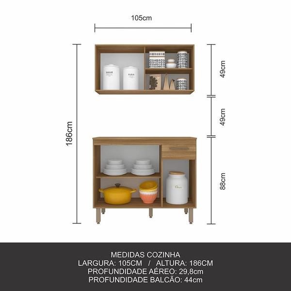 Imagem de Cozinha Modulada Com Vidro 2 Peças Tieli Boreal - Móveis Arapongas