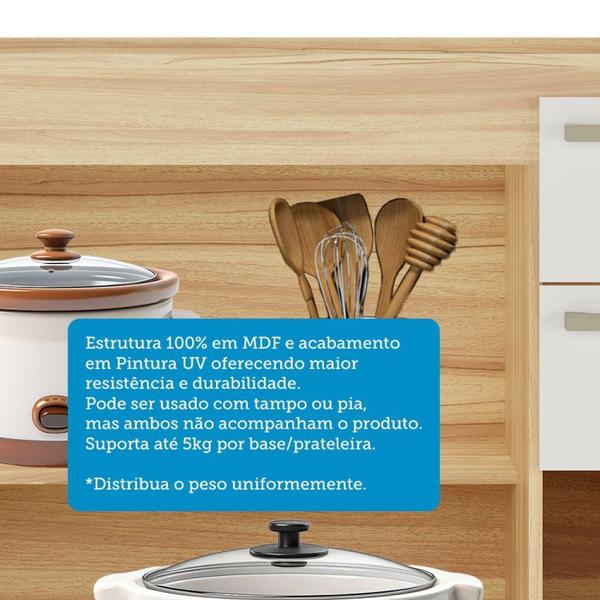 Imagem de Cozinha Modulada Compacta 3 Peças 7 Portas 2 Gavetas sem Tampo com Vidro Reflecta 100% Mdf Itália Es