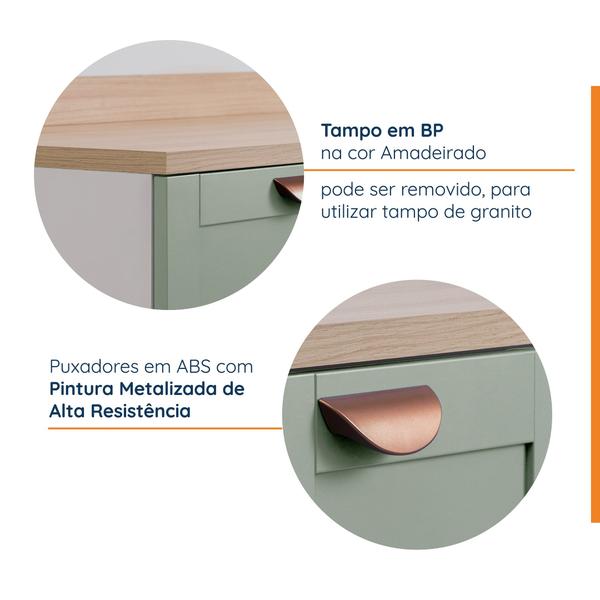 Imagem de Cozinha Modulada Compacta 4 Peças com Armário Aéreo 2 Portas Vidro Arizona CabeCasa MadeiraMadeira