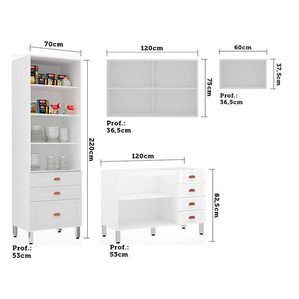 Imagem de Cozinha Modulada Compacta 4 Peças com Tampo Branco Cristal Luciane Móveis