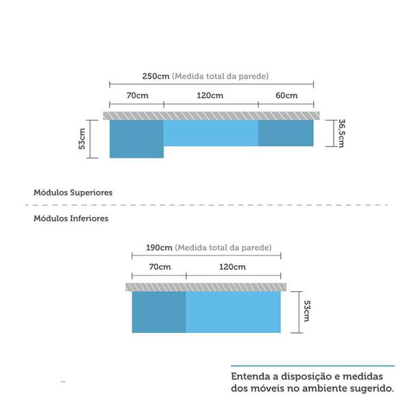 Imagem de Cozinha Modulada Compacta 4 Peças com Tampo Branco Cristal Luciane Móveis