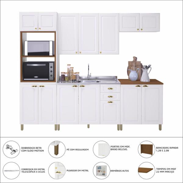 Imagem de Cozinha Modulada Completa 5 Peças 14 Portas 2 Gavetas Paris Branco