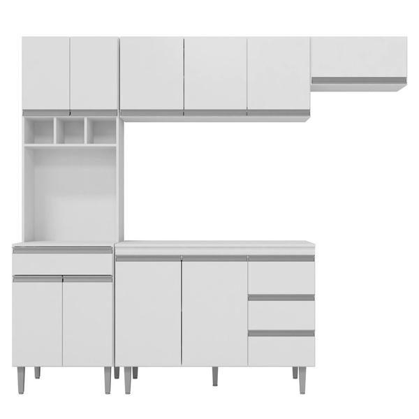 Imagem de Cozinha Modulada Completa Andréia 04 Peças com Balcão Gabinete 120cm Branco - Desk Design