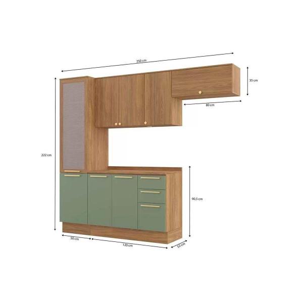 Imagem de Cozinha Modulada Completa Botanic 5 Peças (2Aéreo+1Balcão+1Paneleiro+1Complemento) M659 Nogueira/Fendi - Kappesberg