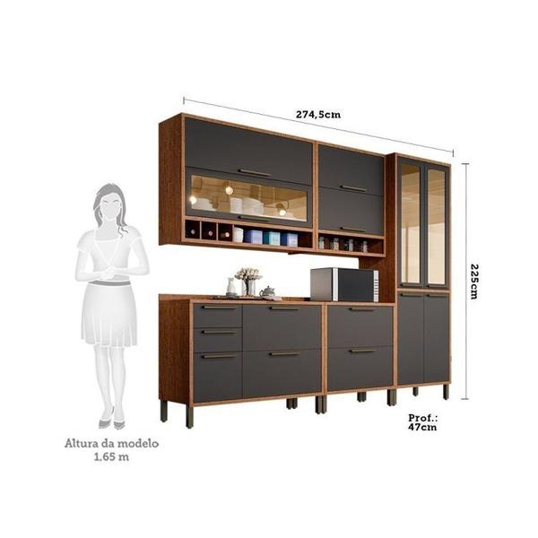 Imagem de Cozinha Modulada Completa com 5 Peças 11 Portas 4 Gavetas e Vidro Reflecta 100% MDF Vicenza