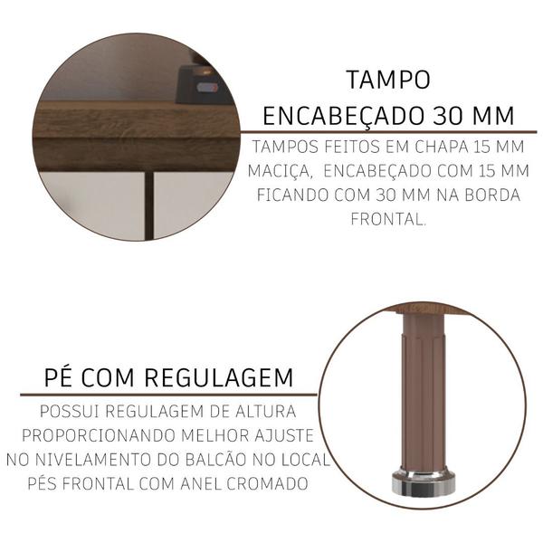 Imagem de Cozinha Modulada Completa Fidelitá Berlim 6 Peças 536cm 16 Portas 4 Gavetas Com Tampo Noce/Off-White