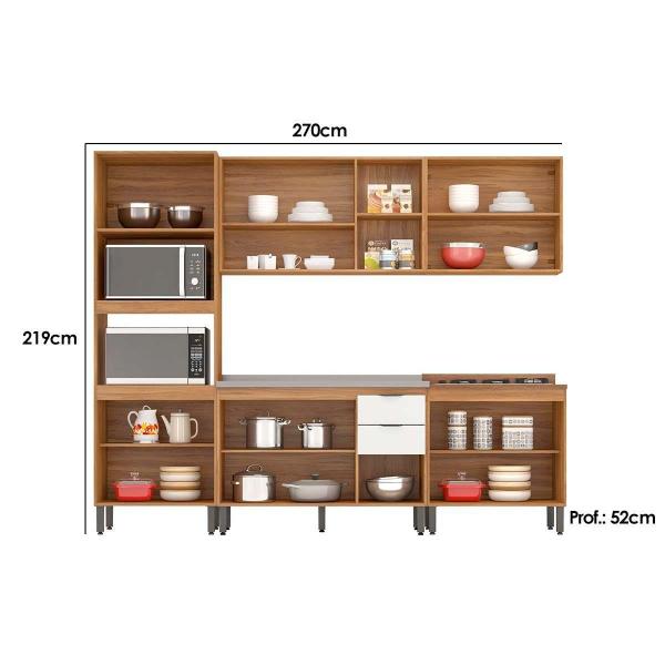 Cozinha Modulada Completa Firenze 5 Peças (2 Aéreos + 2 Balcões + 1 Paneleiro) FMT009 Avena/Menta - Demóbile Imagem de Cozinha Modulada Completa Firenze 5 Peças (2 Aéreos + 2 Balcões + 1 Paneleiro) FMT009 Avena/Menta - Demóbile