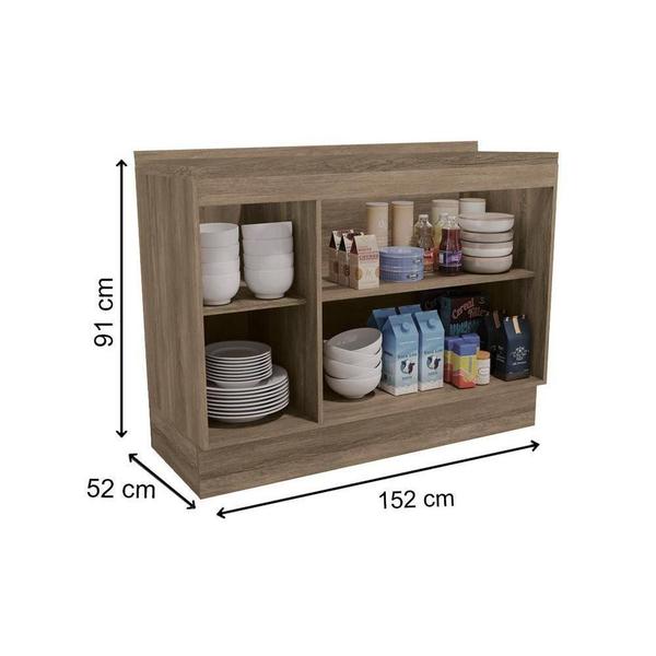 Imagem de Cozinha Modulada Completa Maxxi 3 Peças (1Aéreo+1Balcão+1Complemento) C3P10 Nogal/Preto Brilho - Kappesberg