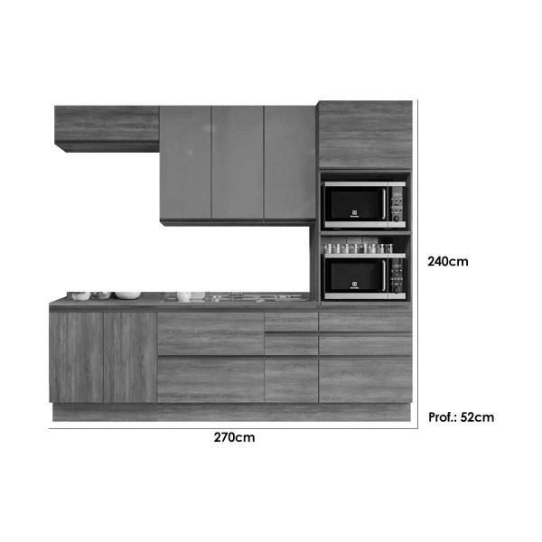 Imagem de Cozinha Modulada Completa Maxxi 6 Peças (2 Armários + 2 Balcões + 1 Paneleiro + 1 Complemento) CPT53 Nogal - Kappesberg