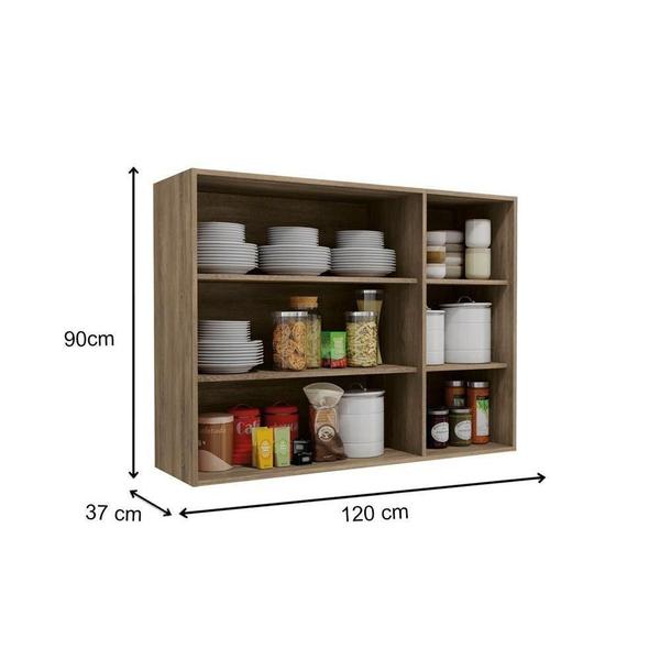 Imagem de Cozinha Modulada Completa Maxxi 6 Peças (2 Armários + 2 Balcões + 1 Paneleiro + 1 Complemento) CPT53 Nogal - Kappesberg