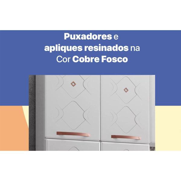 Imagem de Cozinha Modulada Completa Mirage New 4 Peças (2 Armários c/3 Portas Vidro + 1 Balcão p/ Pia + 1 Paneleiro) Branco - Telasul