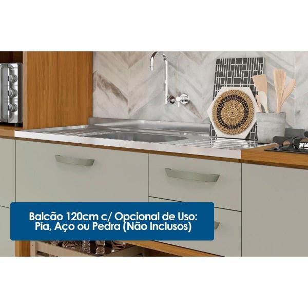 Imagem de Cozinha Modulada Completa Princesa 3 Peças (1Aéreo+1Balcão+1Paneleiro) C6P62 Freijo/Off White - Nesher