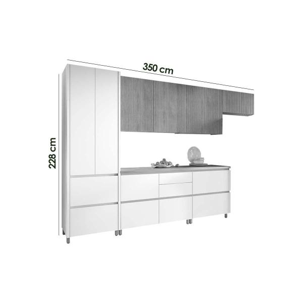 Imagem de Cozinha Modulada Completa Rainha 6 Peças (3Aéreos+2Balcões+1Paneleiro) C6P89 Nature/Branco - Nesher