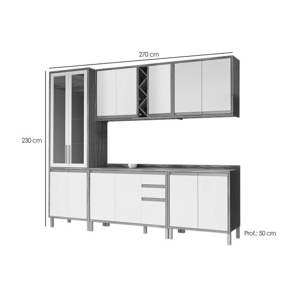 Imagem de Cozinha Modulada Completa Tempranillo 5 Peças (2Aéreos+2Balcões+1Cristaleira) C5P81 Amendoa/Off White - Ronipa