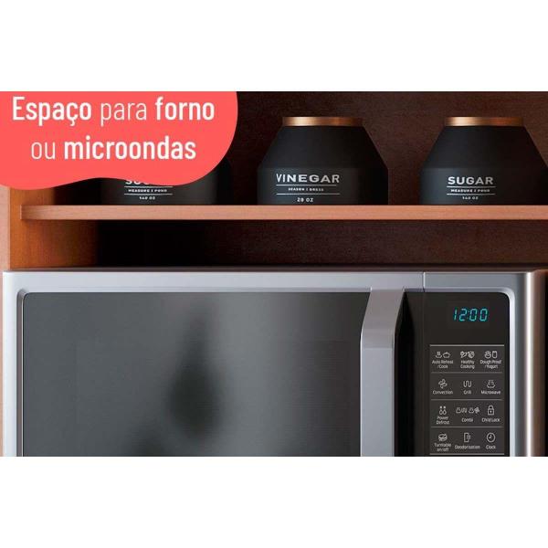 Imagem de Cozinha Modulada Completa Thela Sálvia 6 Peças (3Aéreos+2 Balcões+1Paneleiro) CZC35 Freijo/Azul - Telasul