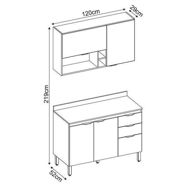 Imagem de Cozinha Modulada Composição 12 Firenze 2 Peças Avena/Menta - Demóbile