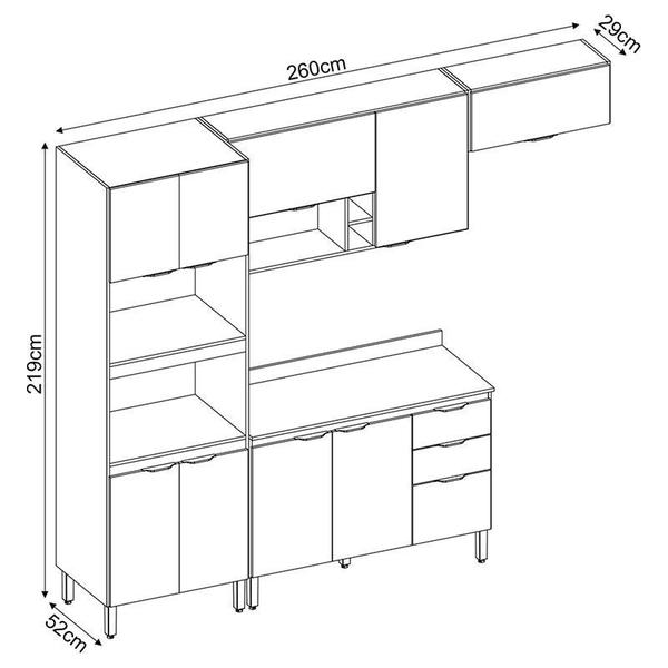 Imagem de Cozinha Modulada Composição 3 Firenze 4 Peças Amêndola/Branco - Demóbile