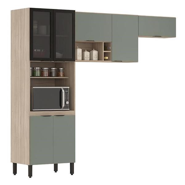 Imagem de Cozinha Modulada Composição 7 Firenze 3 Peças Avena/Menta - Demóbile