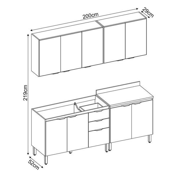 Imagem de Cozinha Modulada Composição 8 Firenze 4 Peças Avena/Menta - Demóbile