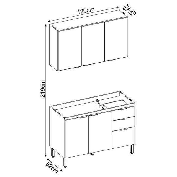 Imagem de Cozinha Modulada Composição 9 Firenze 2 Peças Avena/Menta - Demóbile