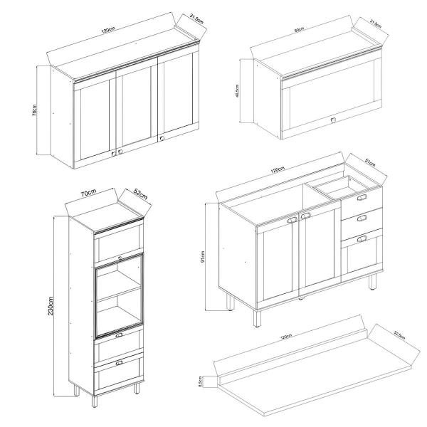 Imagem de Cozinha Modulada Cristal 269,7cm Conjunto Provençal Completo