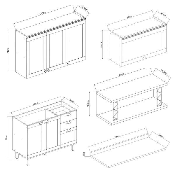 Imagem de Cozinha Modulada Cristal 280cm Provençal Conjunto c/ Nicho